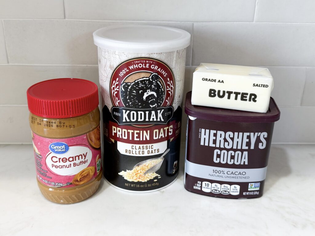 Ingredients for No-Bake Cookies on countertop