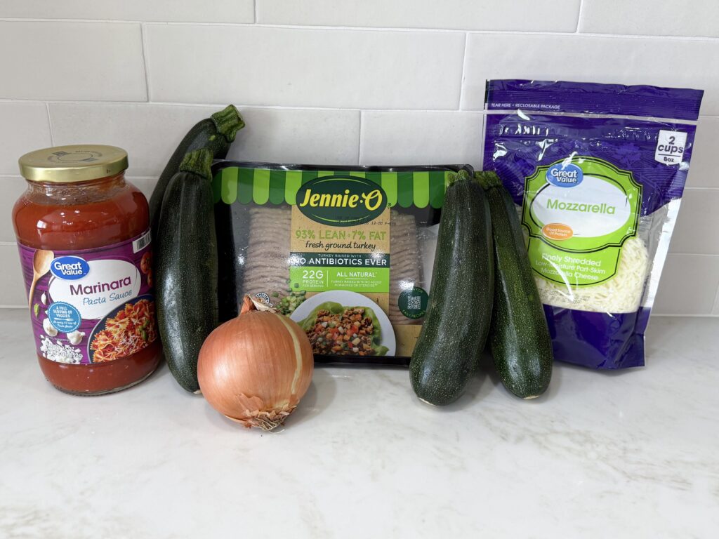 ingredients for Turkey zucchini boats