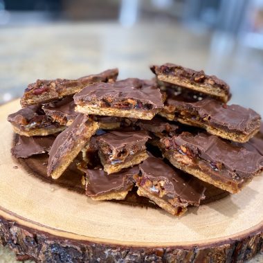 Christmas Crack Toffee Bars broken into pieces