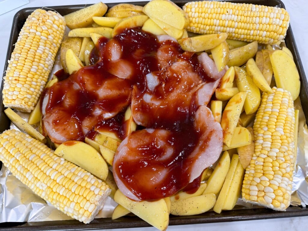 sheet pan bbq chicken bake