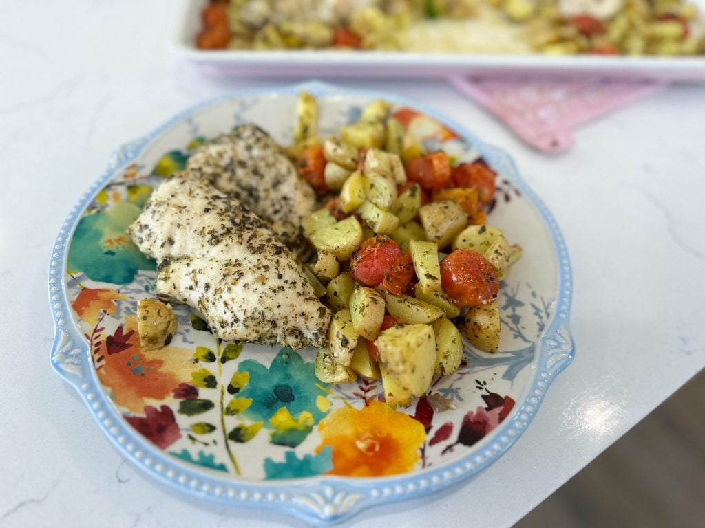 sheet pan pesto chicken