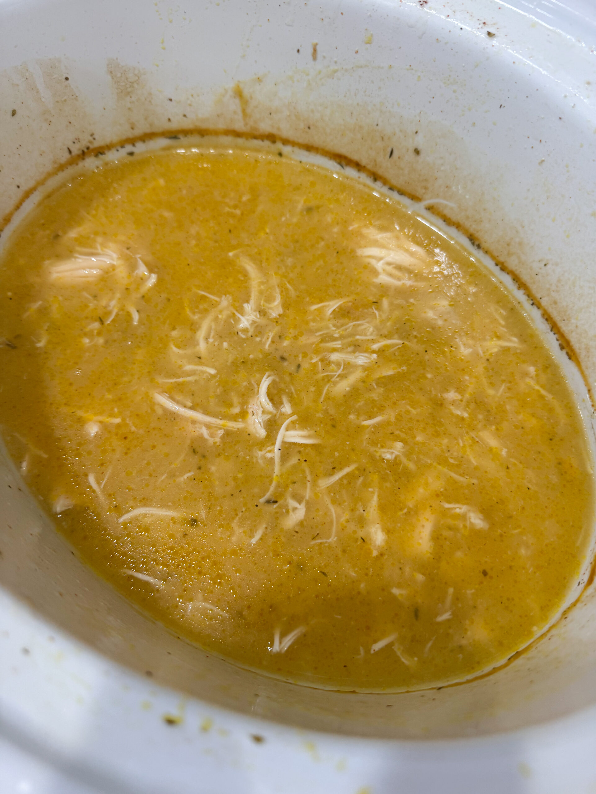 shredded chicken returned to slow cooker