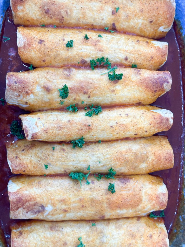 bean and rice enchiladas