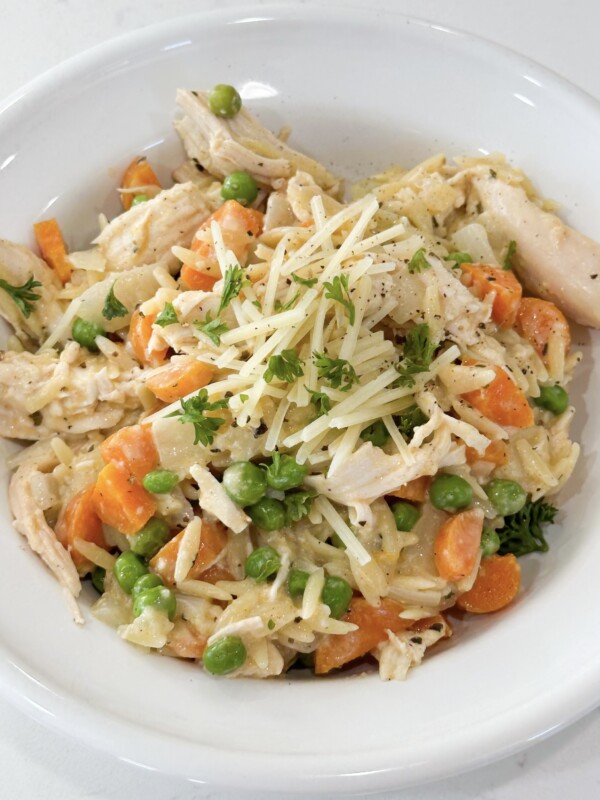 rotisserie chicken with orzo skillet