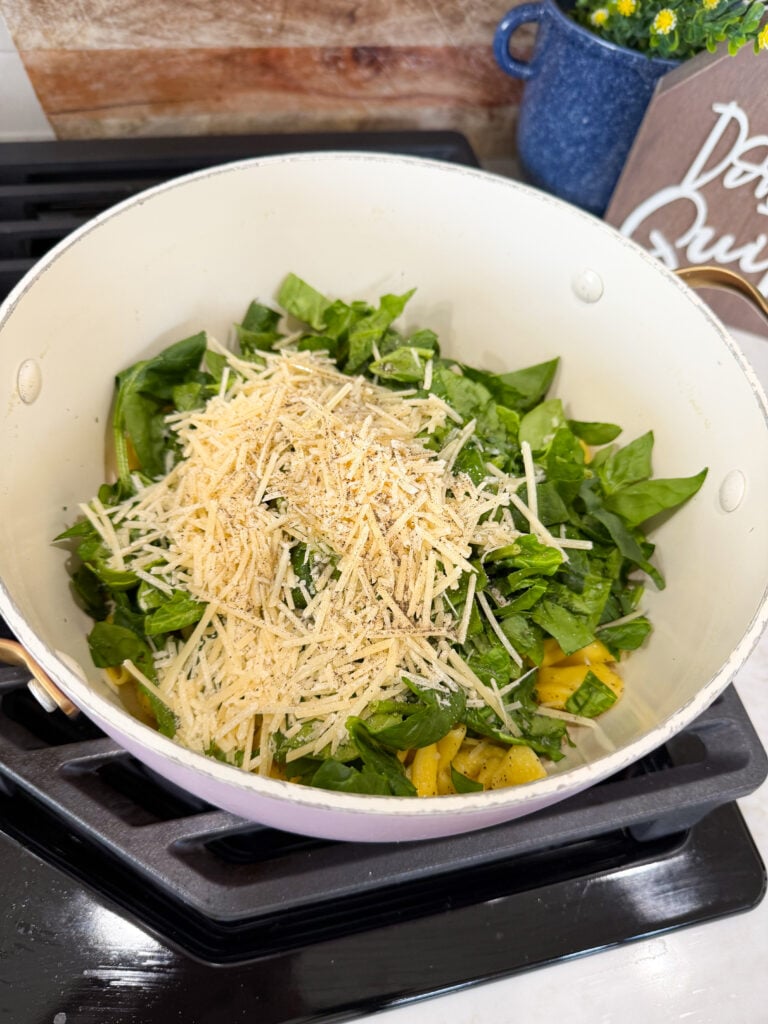 Skillet Tortellini with spinach