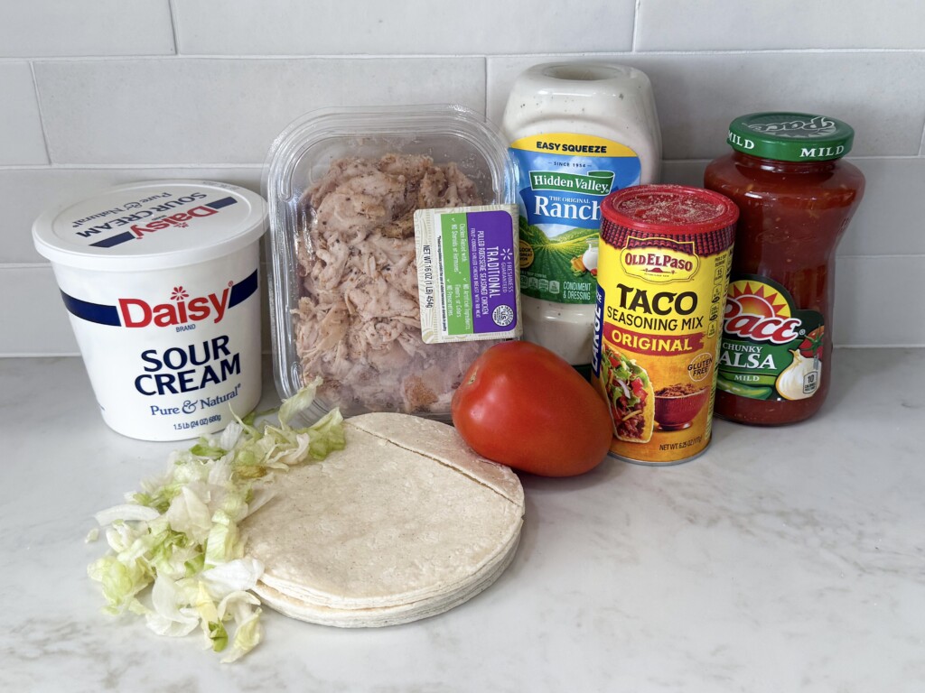 chicken taco wrap with creamy salsa ranch ingredients