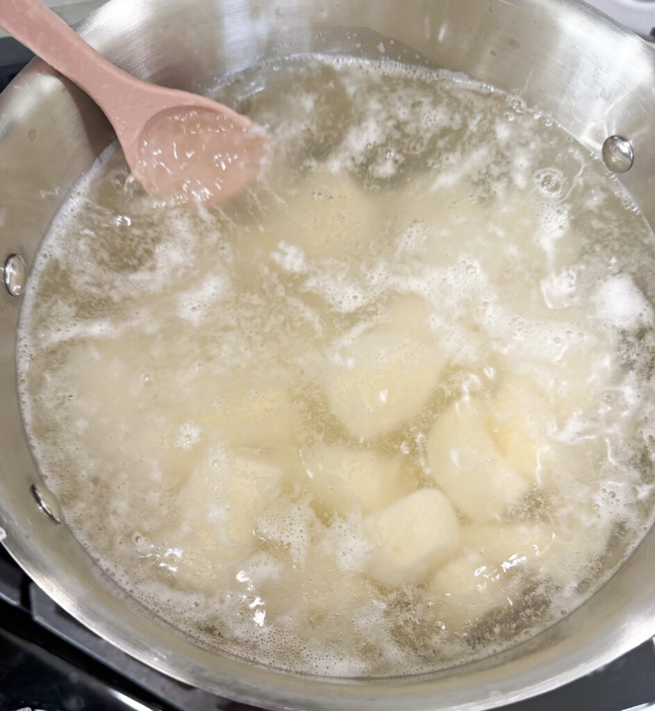 boil potatoes to tender