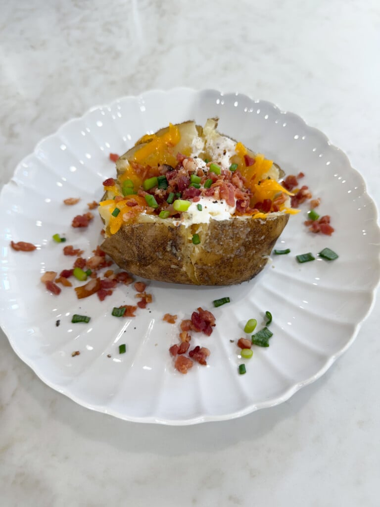 loaded baked potato in the slow cooker