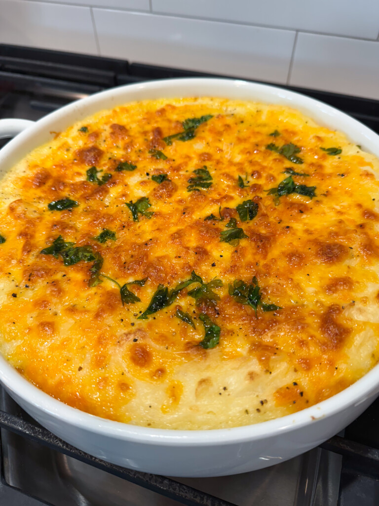 gold brown cheese mashed potatoes
