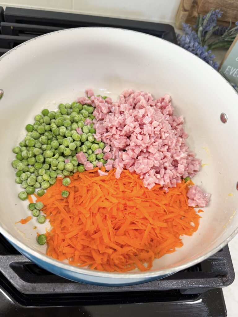 add in veggies and ham
