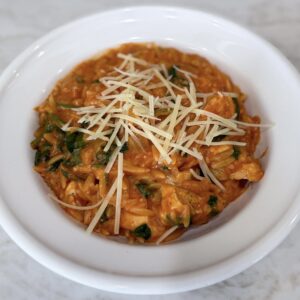 easy chicken and spinach with orzo