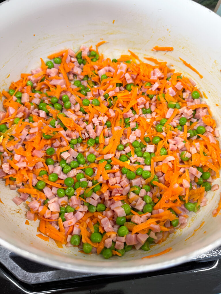 tender veggies and ham
