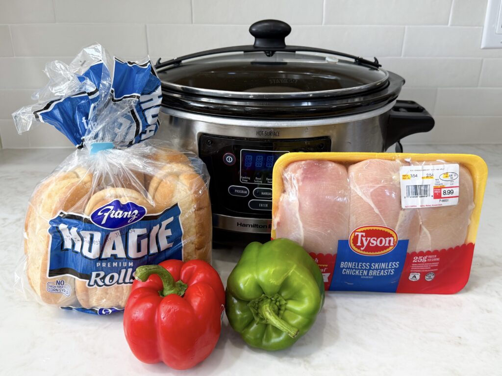 Crockpot Chicken Philly Cheesesteak Sandwiches Ingredients