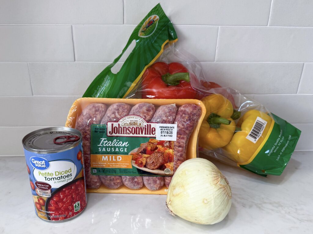 Ingredients for One Pot Sausage Pasta