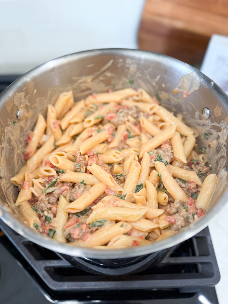 Mix in cooked pasta