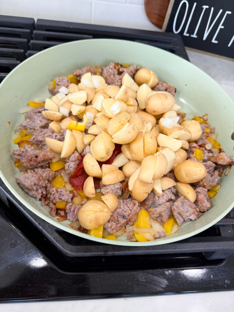 Add potatoes to the skillet dinner