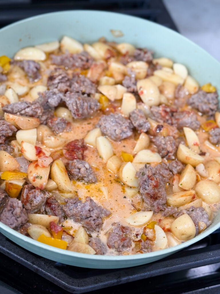 Add cream to Italian Sausage and Potato Skillet
