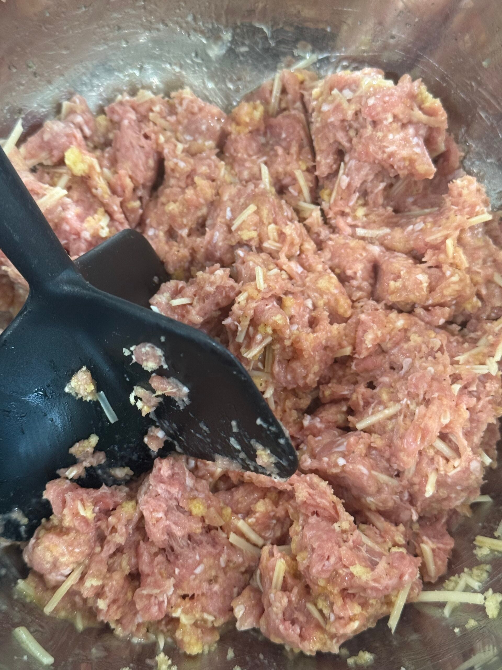 Turkey Meatball ingredients in mixing bowl
