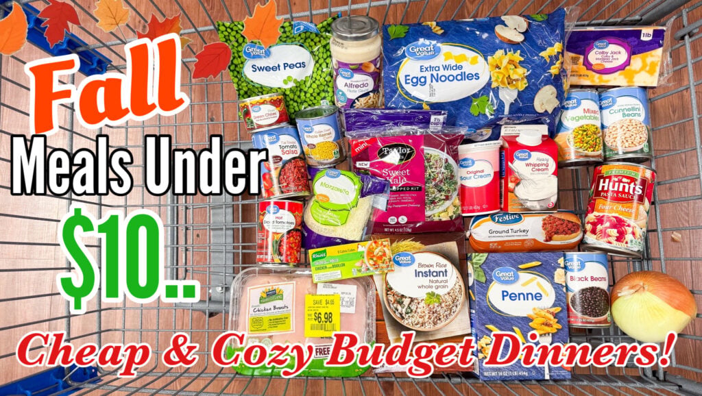 Collage of 5 budget-friendly fall dinner recipes