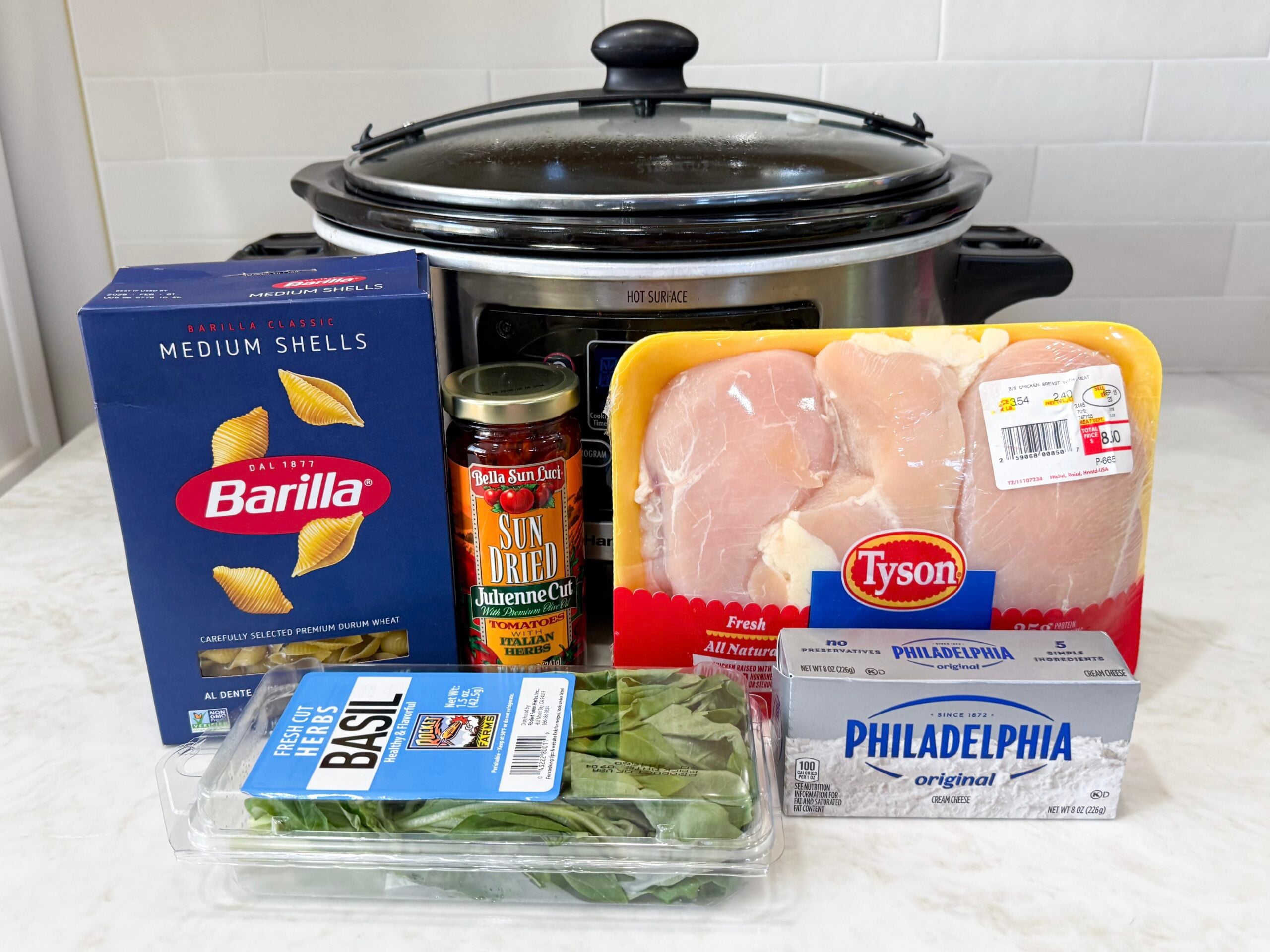 Ingredients for Marry Me Chicken Soup laid out on counter