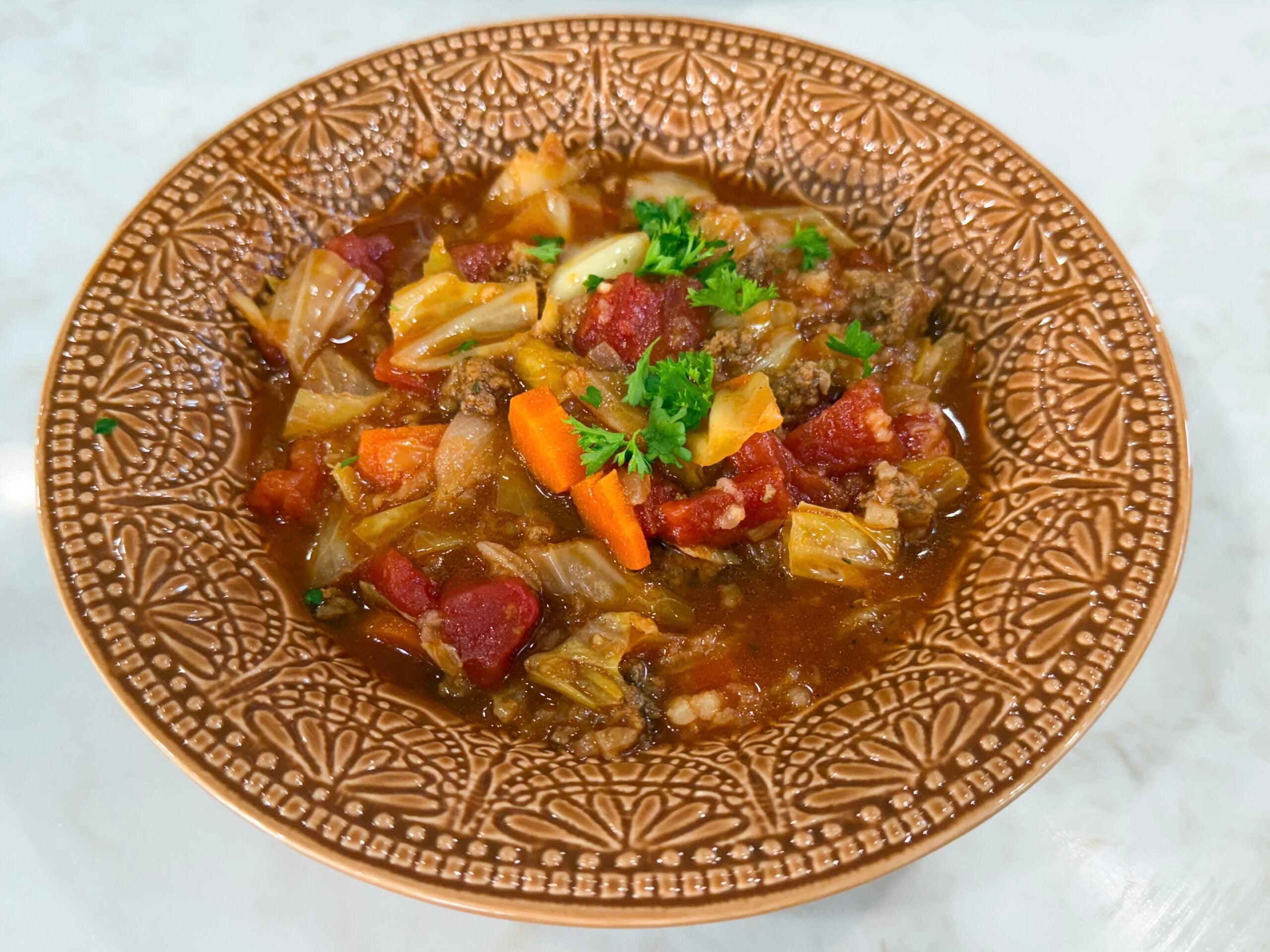 cabbage roll casserole in a bowl
