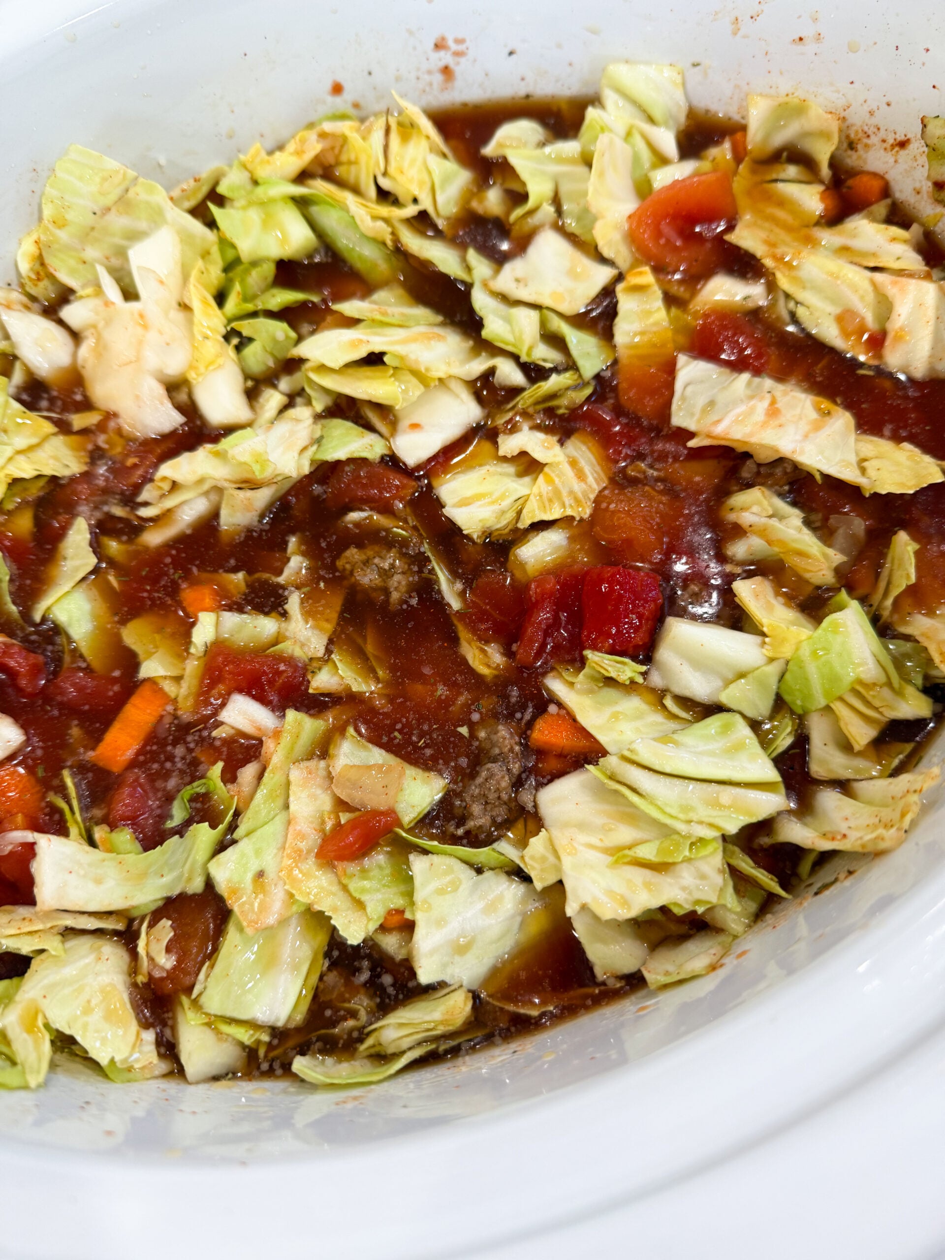 ingredients added to slow cooker before cooking