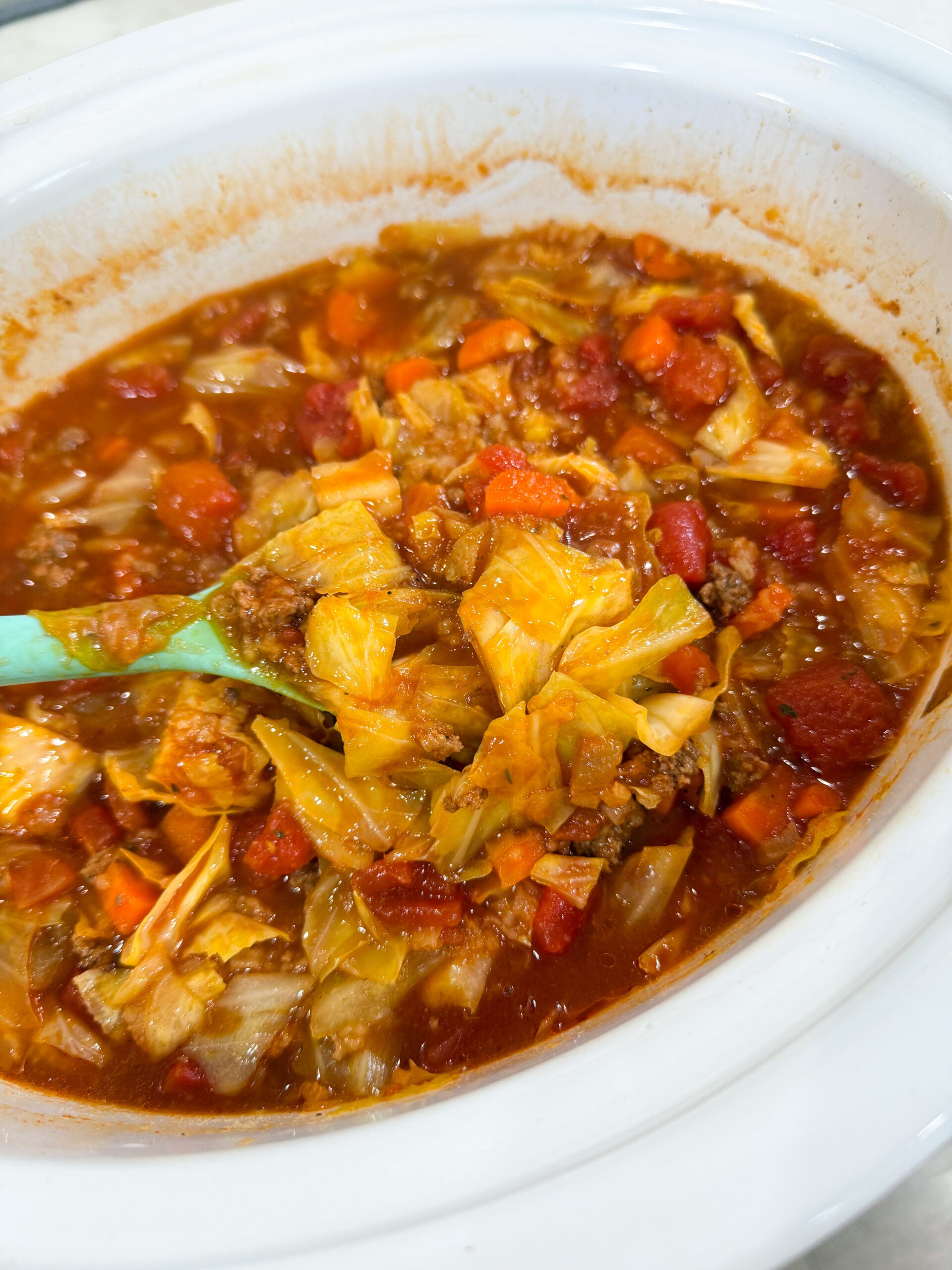 rice stirred into slow cooker near end of cooking